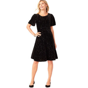 𝅺RSVP,TALBOTS,SEQUINED,VELVET, black evening dress Size 2